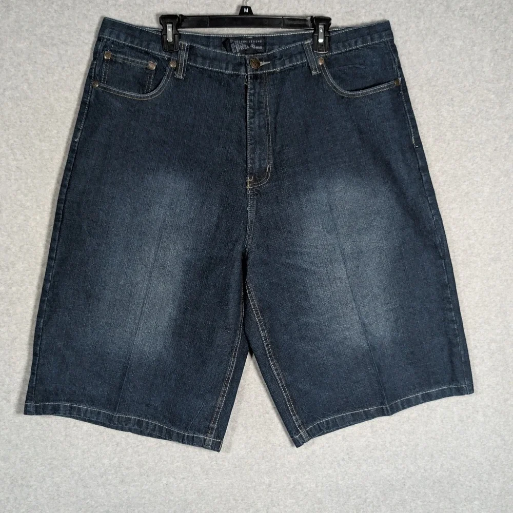 Brooklyn Xpress Denim Shorts Mens 44 Blue Baggy Y2K Streetwear Hip Hop Retro 90s
